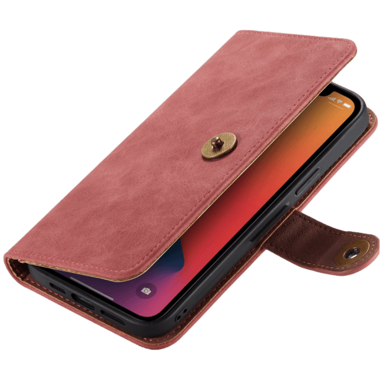 Mocaa iPhone 12 (Pro) Vintage 2-in-1 Wallet Hoesje Rood