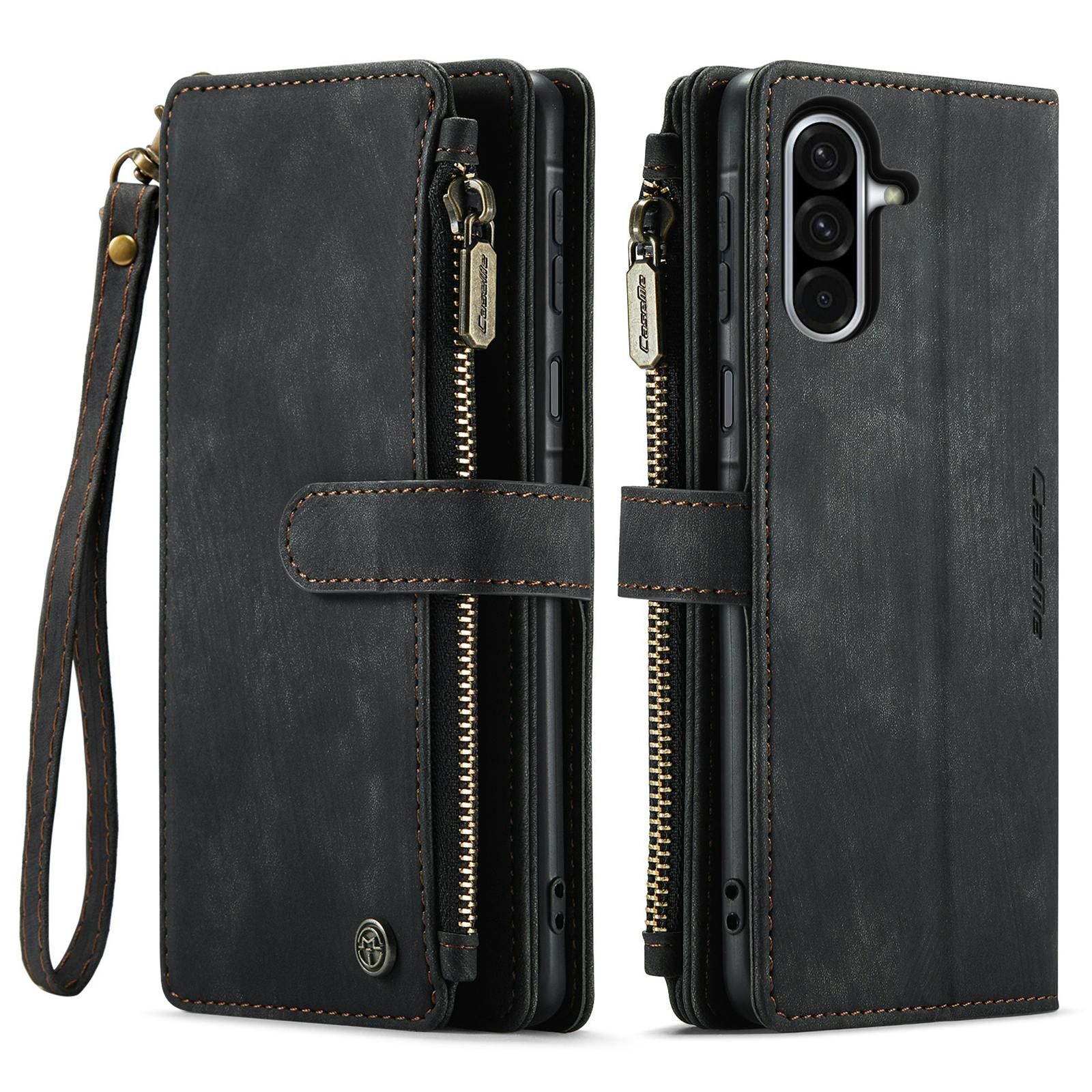 Caseme Samsung Galaxy A57 Vintage Wallet Hoesje Zwart