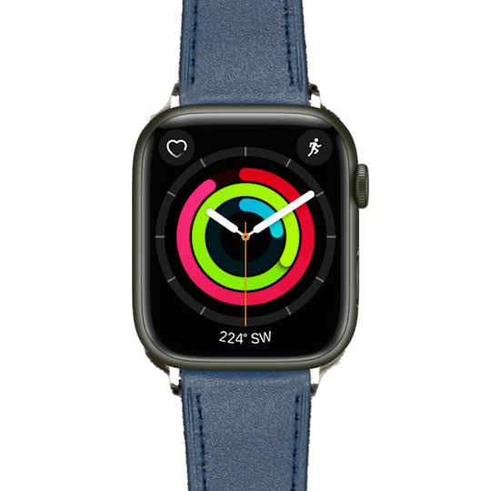 Swipez Apple Watch Klassiek Leren Bandje Blauw - Voorkant