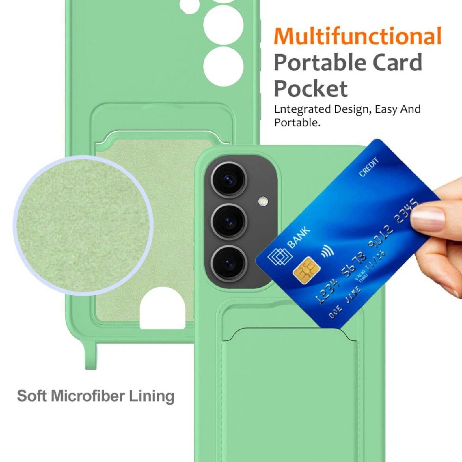 CaseBody Samsung S25 Koordhoesje met Kaarthouder Groen