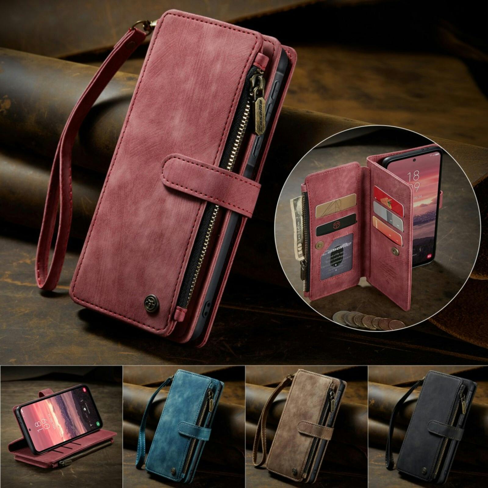 Caseme Samsung Galaxy A56 Vintage Wallet Hoesje Rood