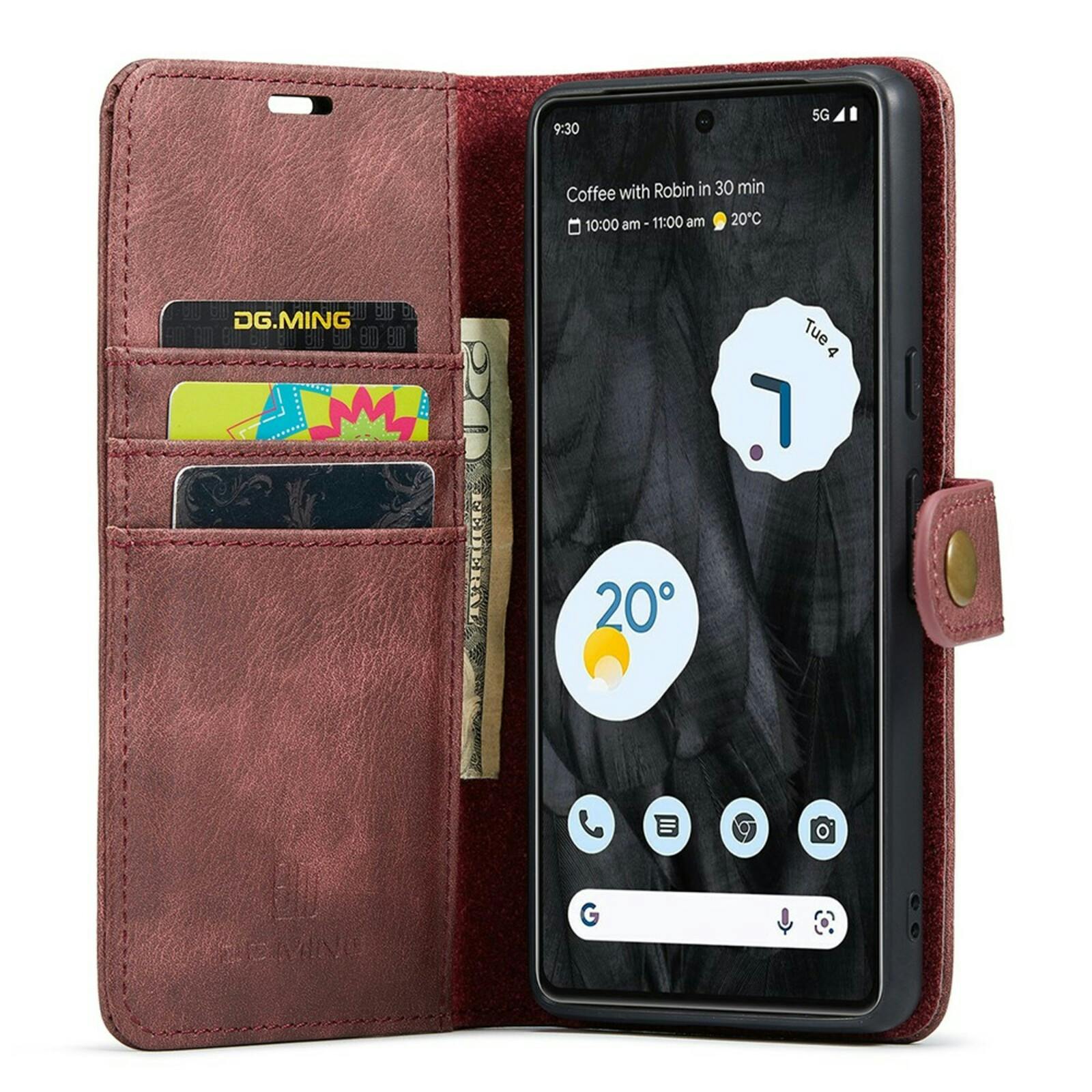 DG.MING Google Pixel 8 Pro Lederen 2-in-1 Wallet Hoesje Rood