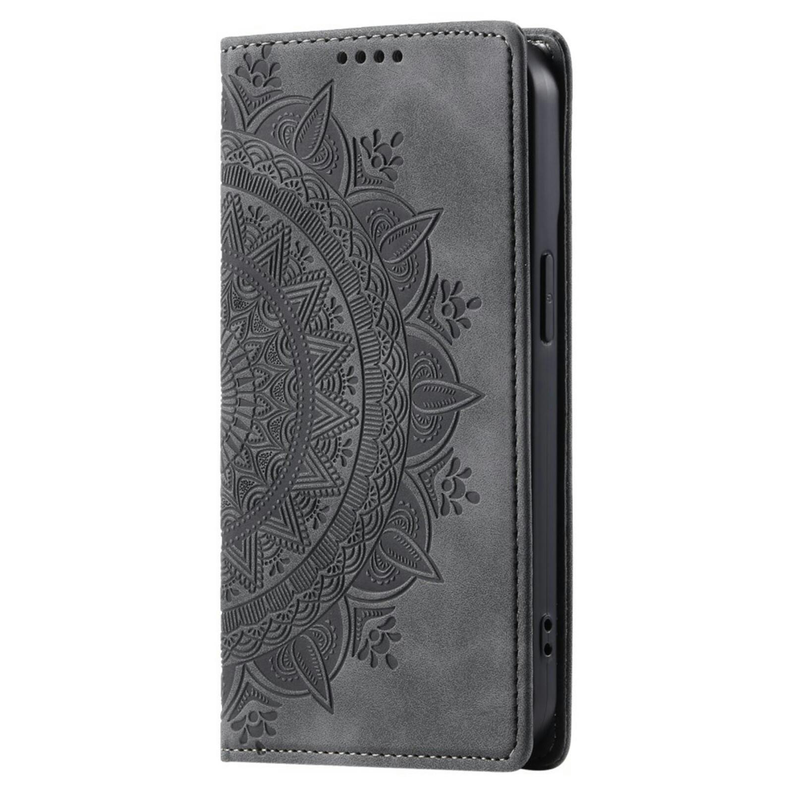 Comfycase Samsung Galaxy A55 Zacht Mandala Book Hoesje Grijs