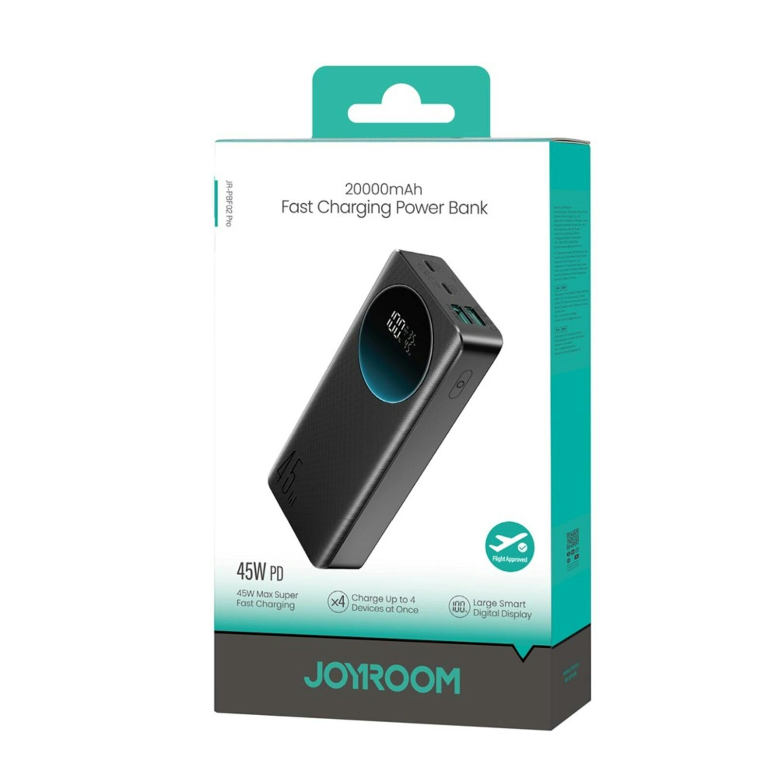 Joyroom Pro Display 45W Fast Charging Display Powerbank 20.000mAh Zwart