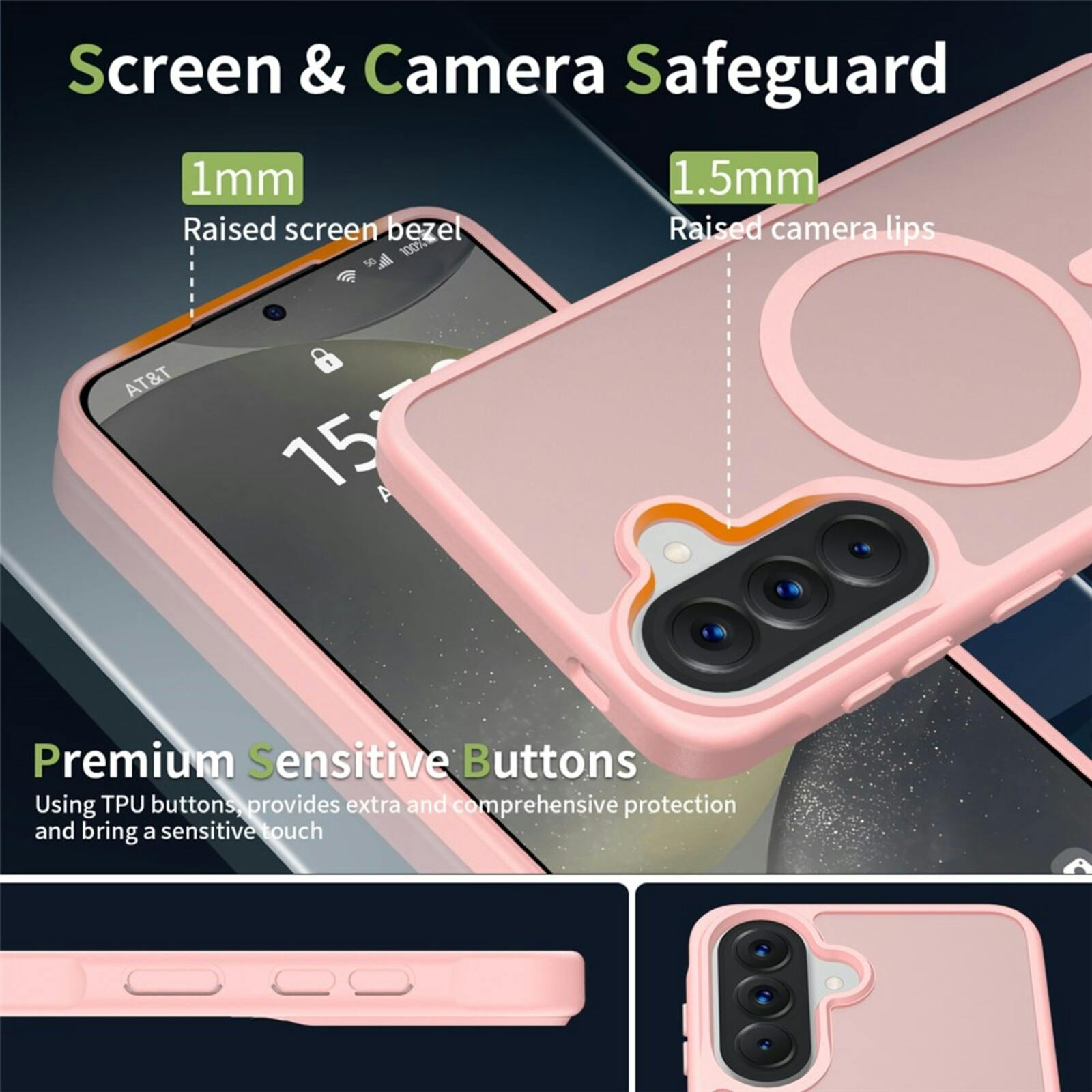 CaseBody Samsung Galaxy A57 Slim Anti-Shock MagSafe Hoesje Roze