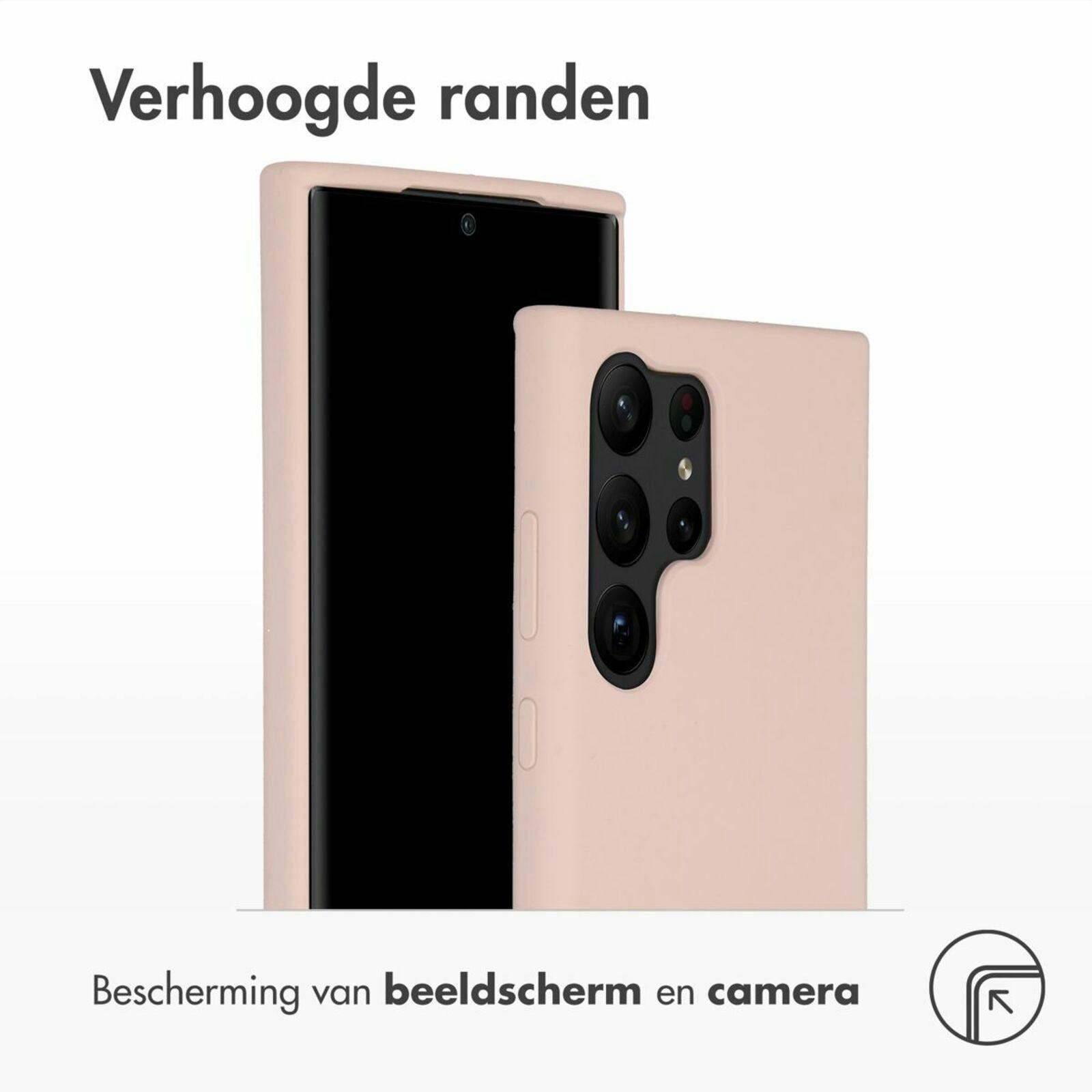 Accezz Galaxy S23 Ultra Liquid Siliconen Hoesje Roze - Voorkant & achterkant