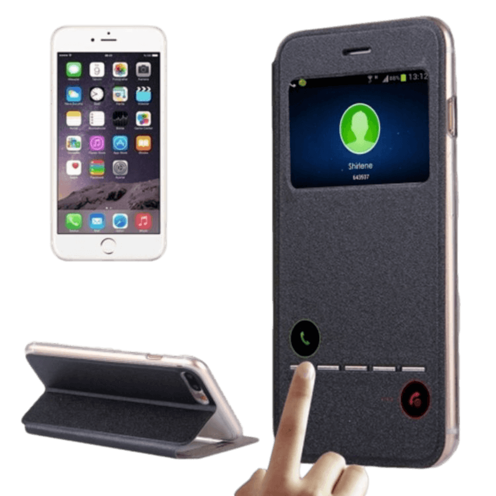 Comfycase iPhone 7 Plus / 8 Plus View Hoesje Zwart