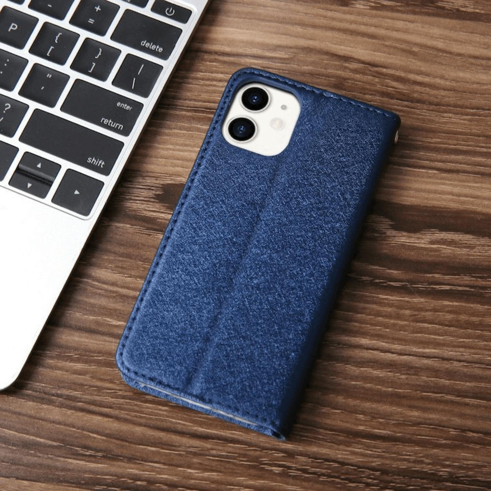 CMAI2 iPhone 12 Mini Silk Series Slank Bookcase Hoesje Blauw