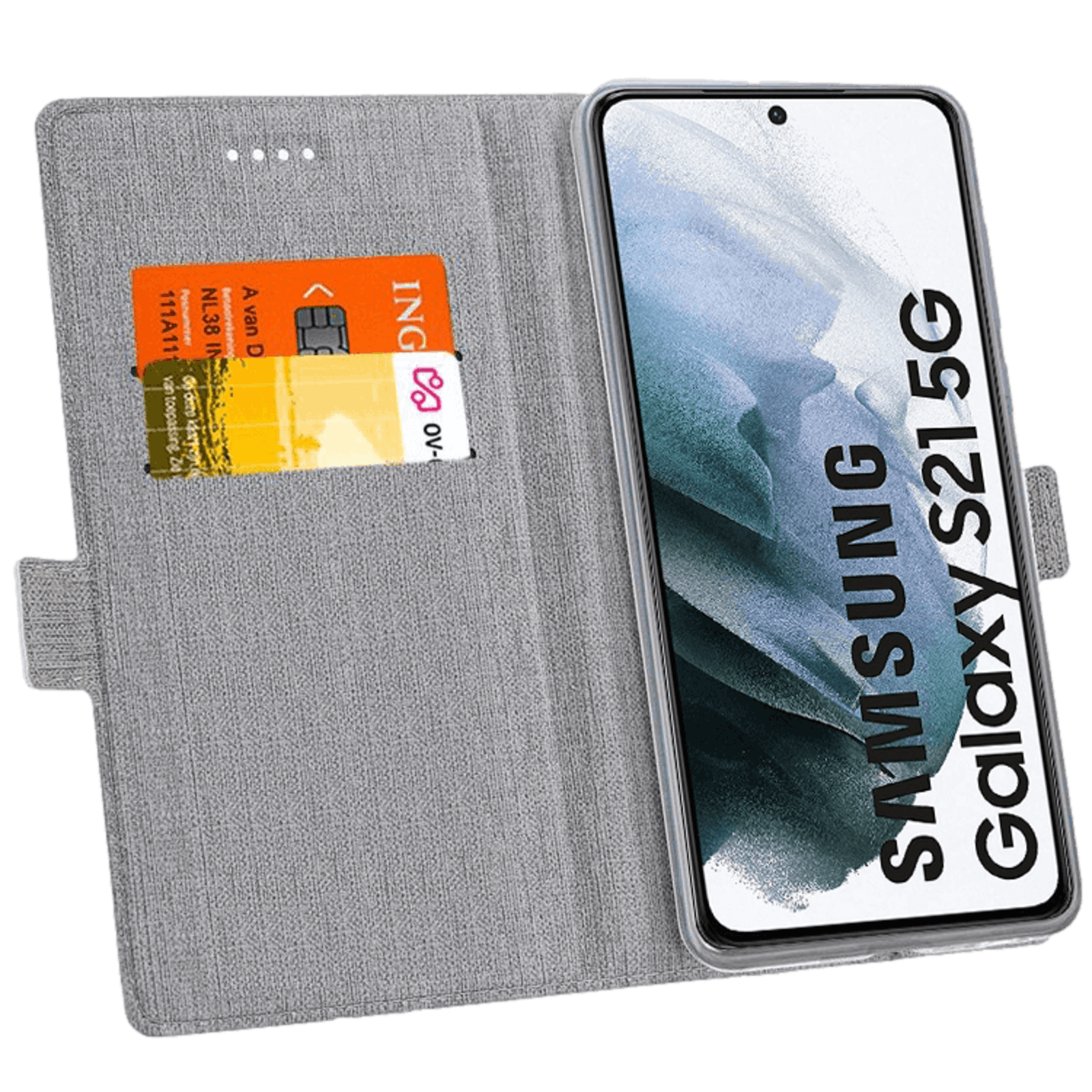 Vili Samsung Galaxy S21 DMX Flip Cover Hoesje Grijs