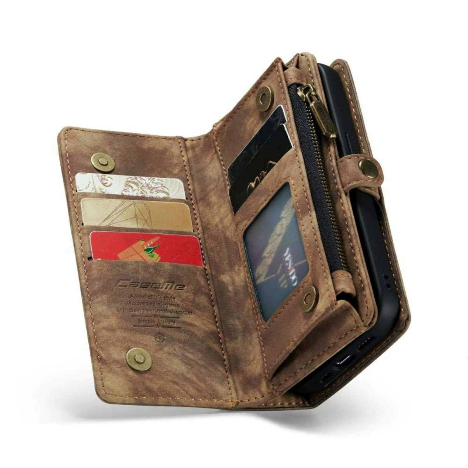 Caseme iPhone 14 Pro Vintage Portemonnee Hoesje Bruin