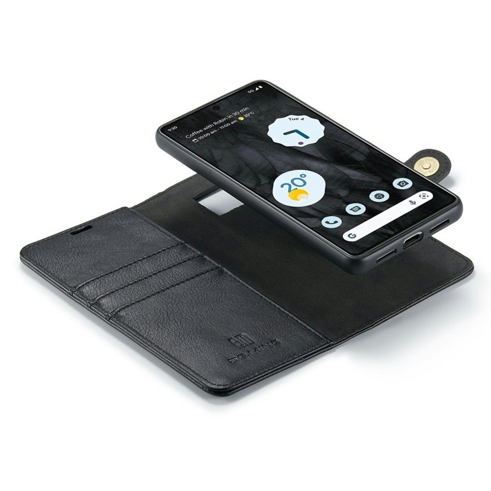 DG.MING Google Pixel 8 Pro Lederen 2-in-1 Wallet Hoesje Zwart