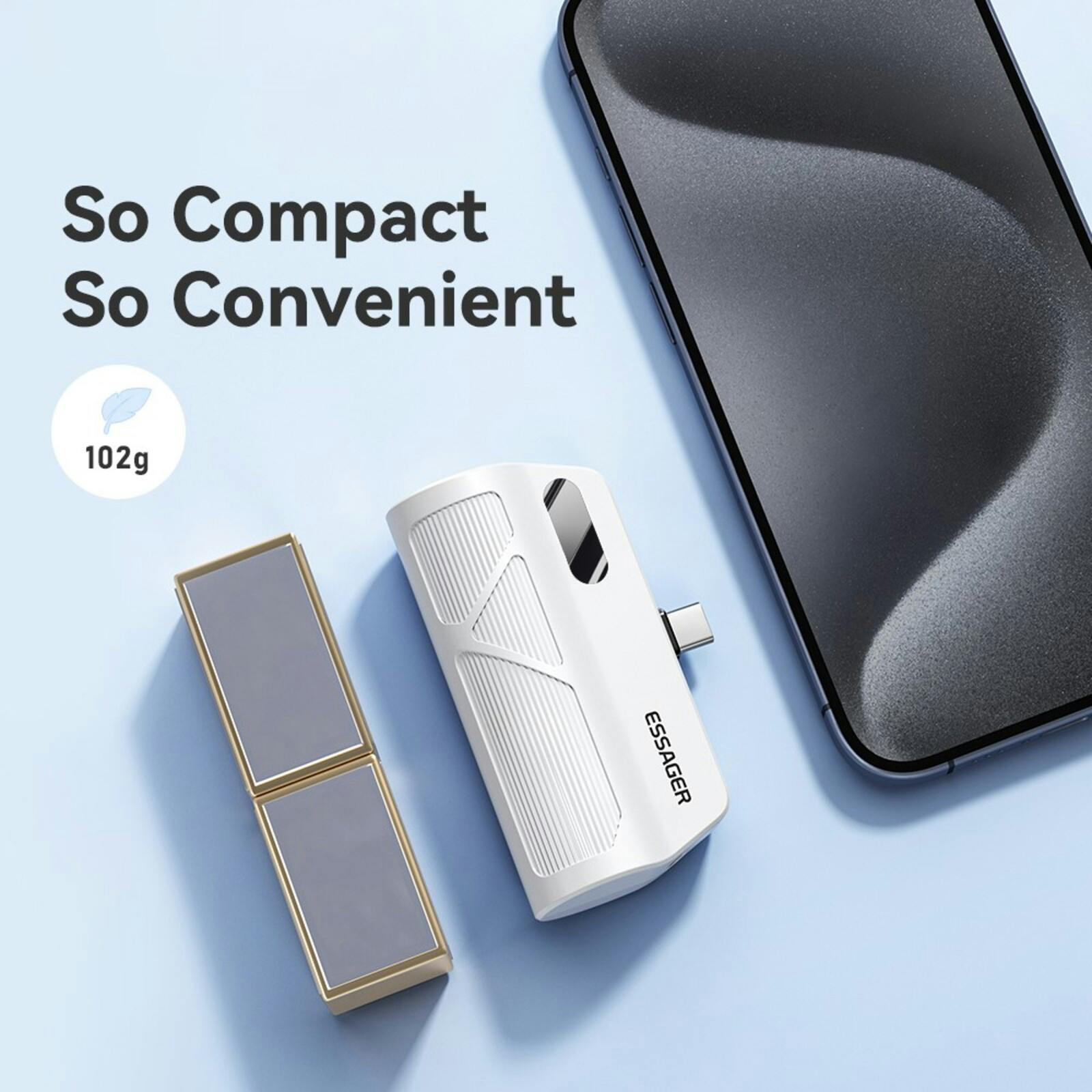 Essager 20W Universele Click-On Powerbank Wit 5000 mAh