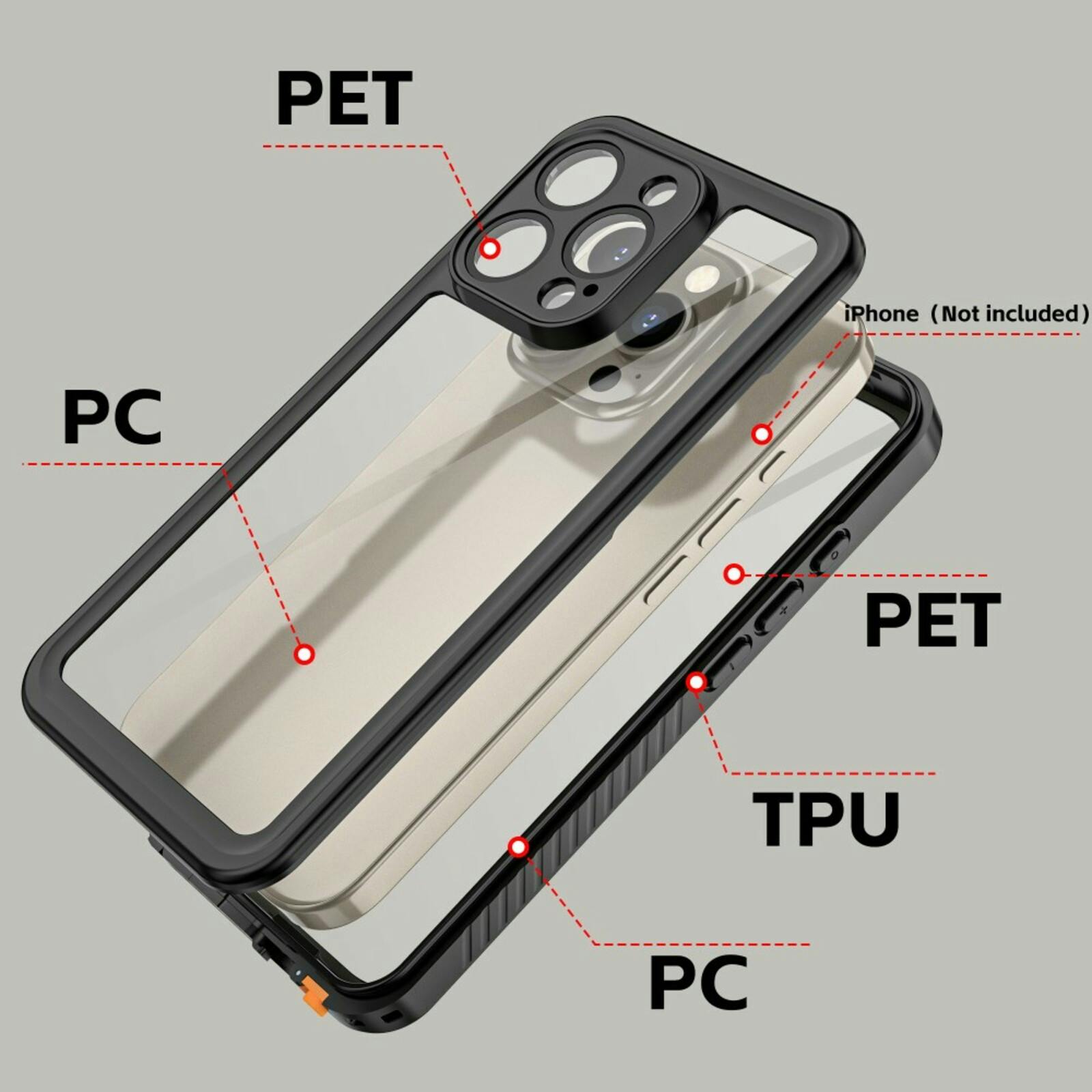 REDPEPPER iPhone 16 Pro Max FS Series Waterproof Hoesje Zwart