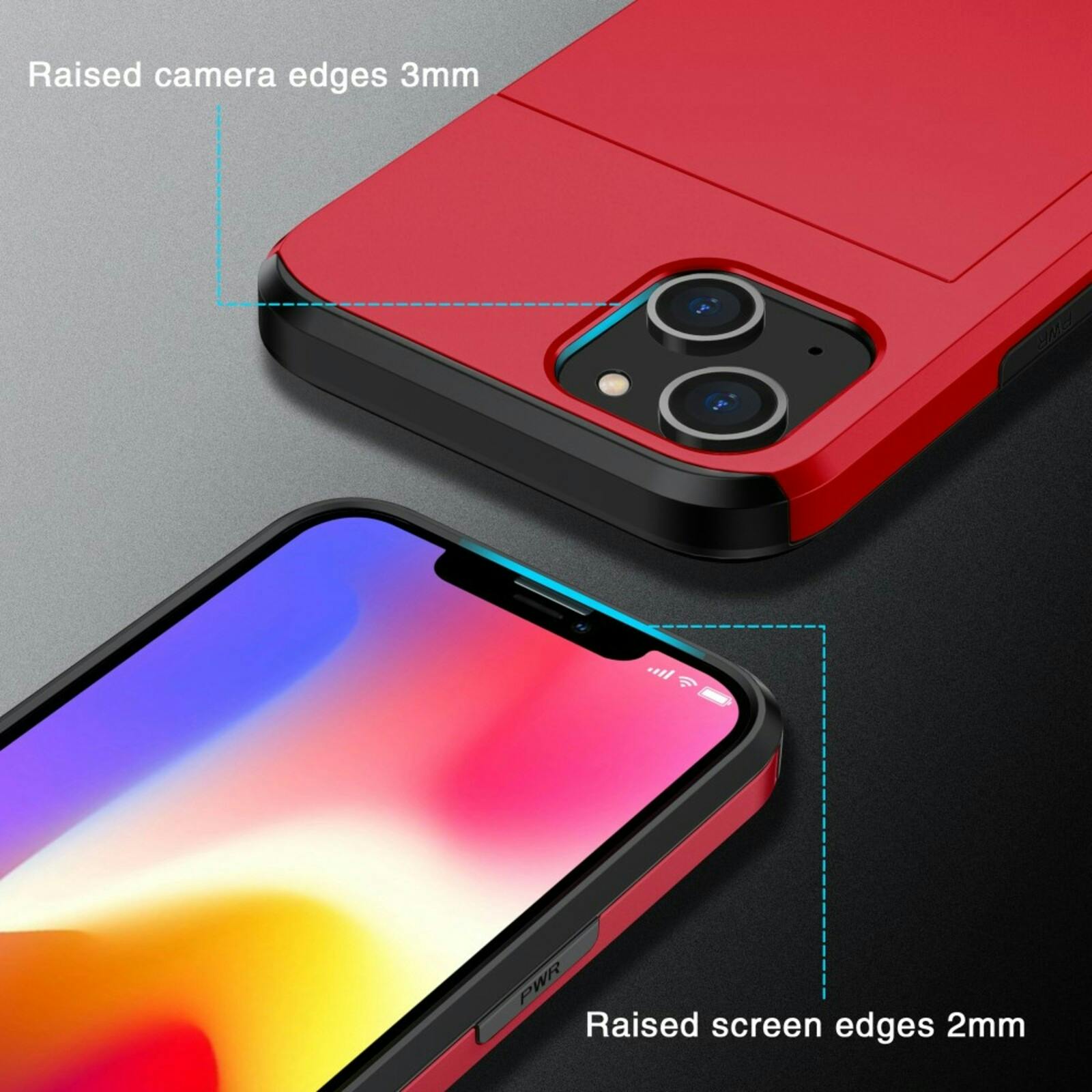 Slide Case Apple iPhone 15 Hoesje Met Pashouder Rood