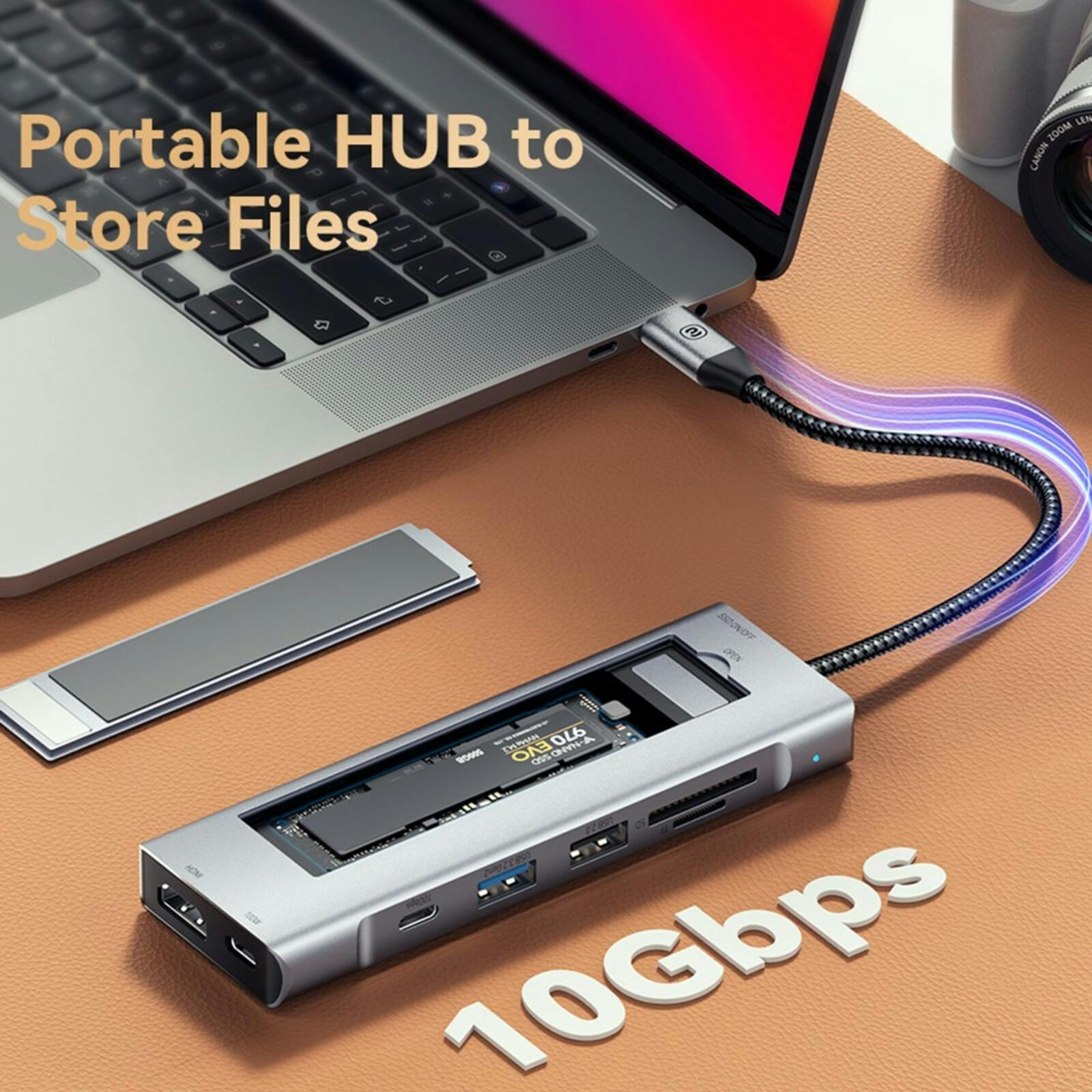 Essager Premium 8-in-1 Type-C Hub Grijs 15cm