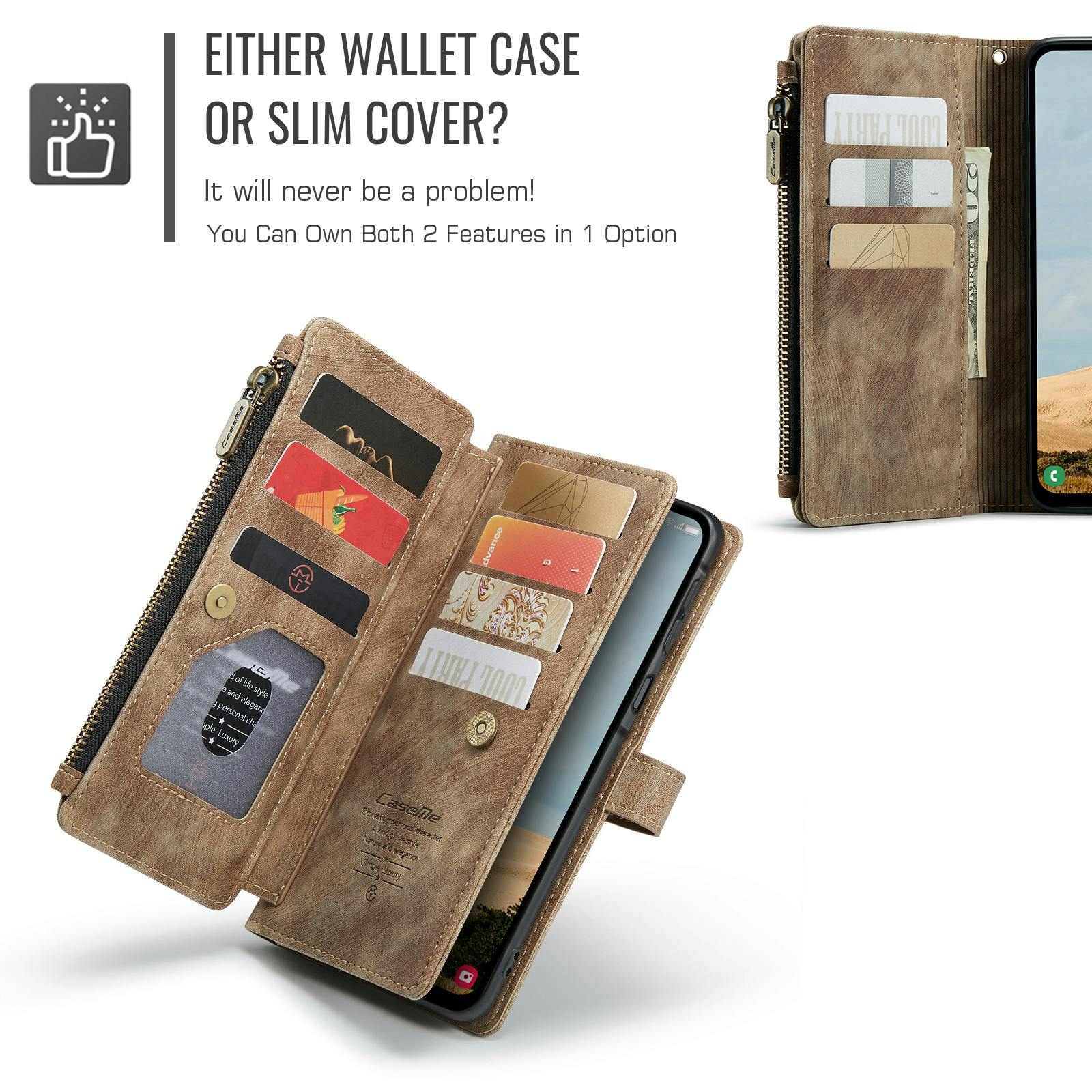 Caseme Samsung Galaxy A57 Vintage Wallet Hoesje Bruin