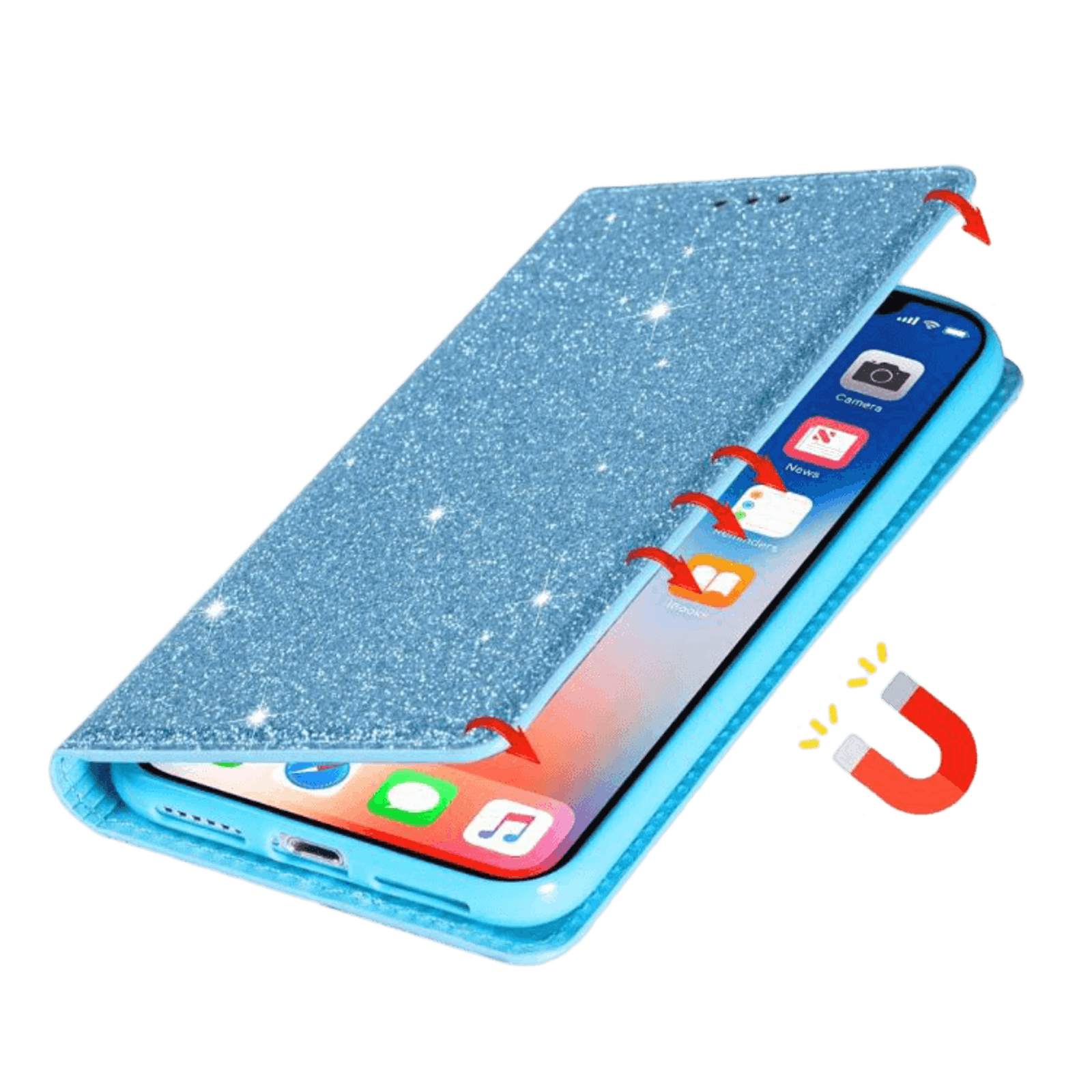 Comfycase Samsung Galaxy A41 Flash Powder Slim-Fit Flipcover Blauw