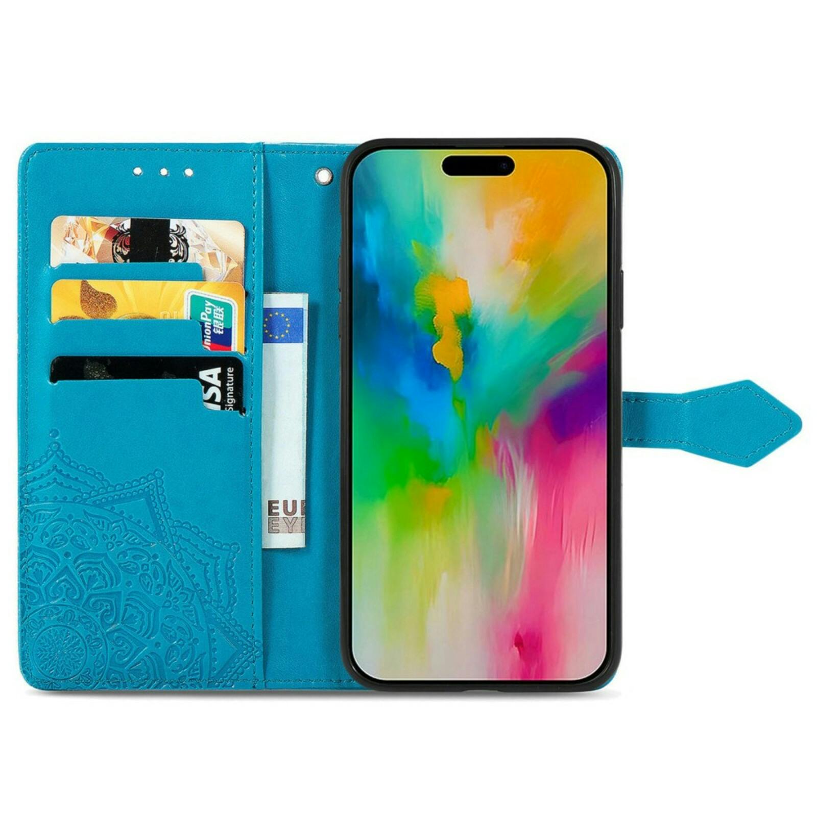 Comfycase iPhone 16 Mandala Booklet Hoesje Blauw