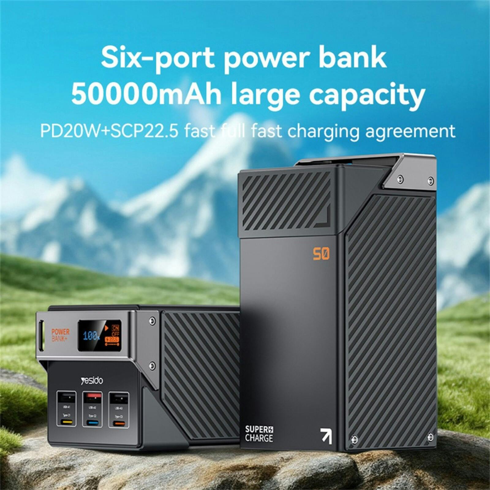 Yesido Supercharge 50.000mAh Power Station Zwart 50.000 mAh