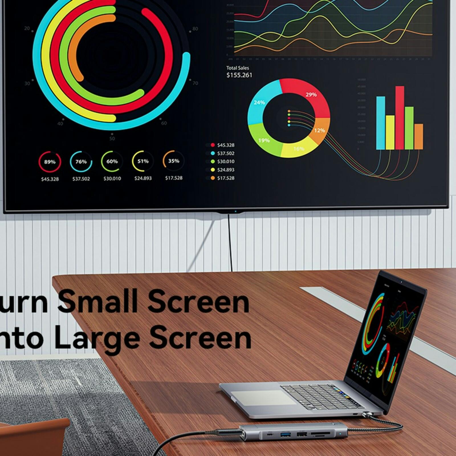Essager Premium 8-in-1 Type-C Hub Grijs 15cm