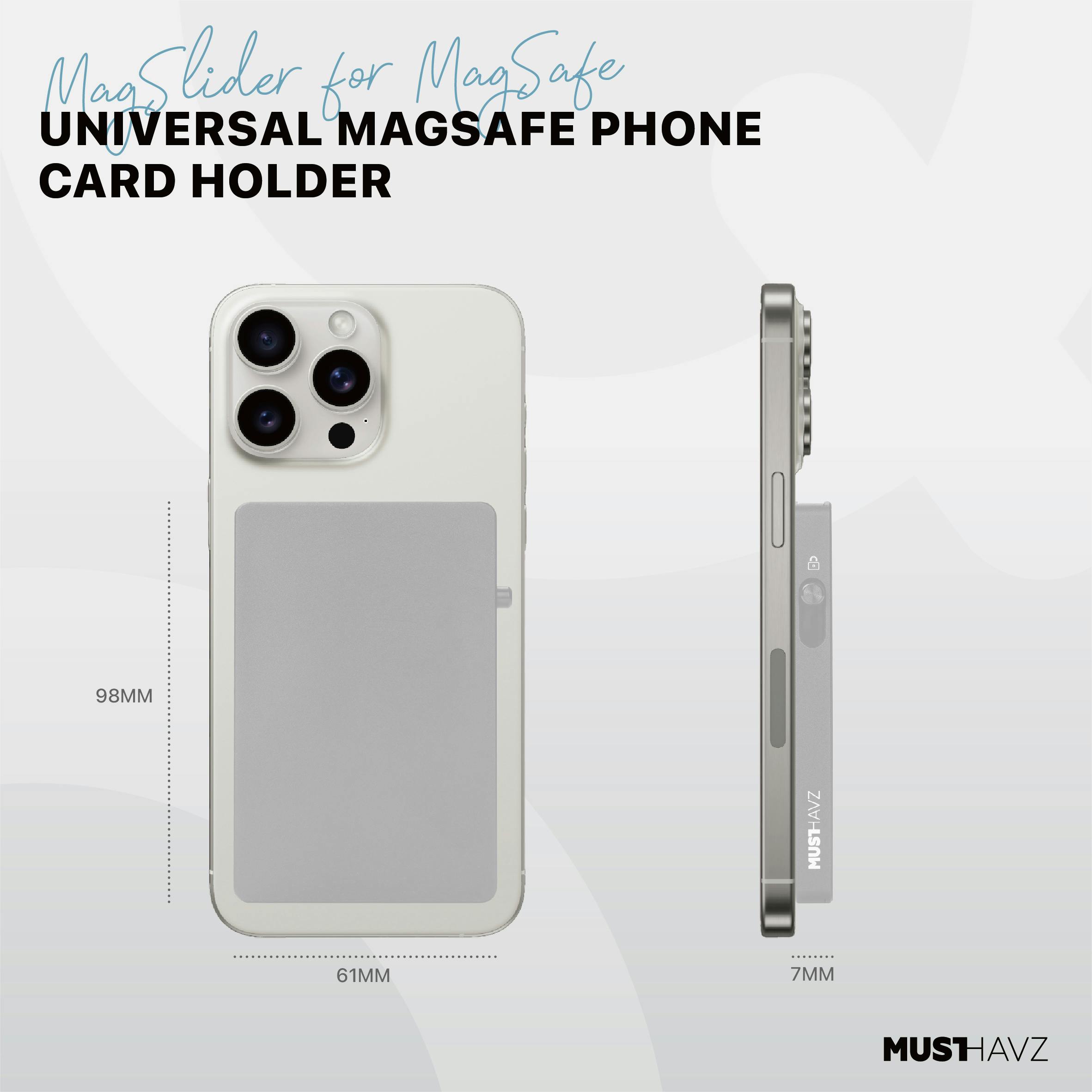 Musthavz MagSlider Luxe Magnetische Kaarthouder Zilver