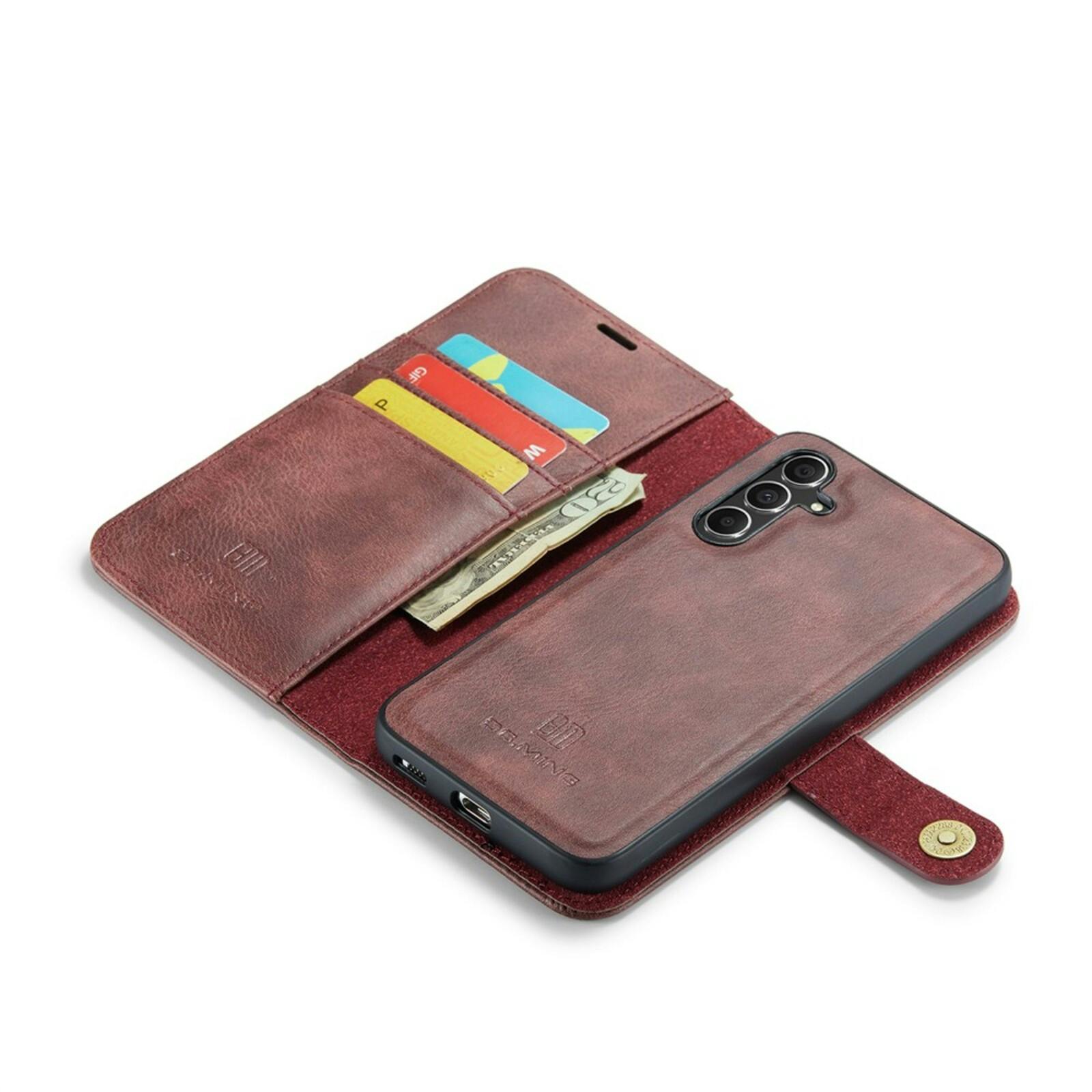 DG.MING Samsung Galaxy S25 Lederen 2-in-1 Wallet Hoesje Rood