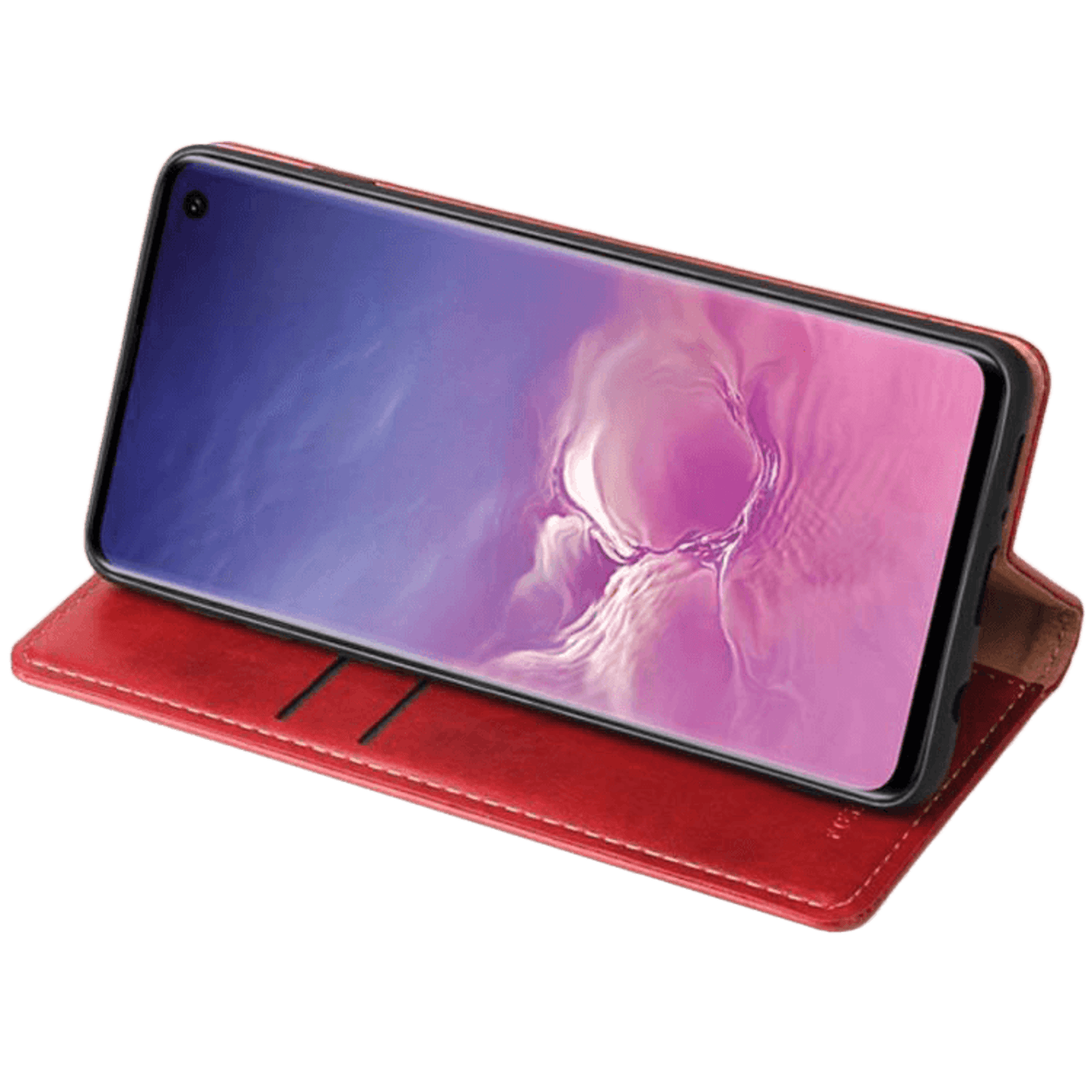 Fierre Shann Samsung Galaxy S10 Plus Slim Wallet Hoesje Rood