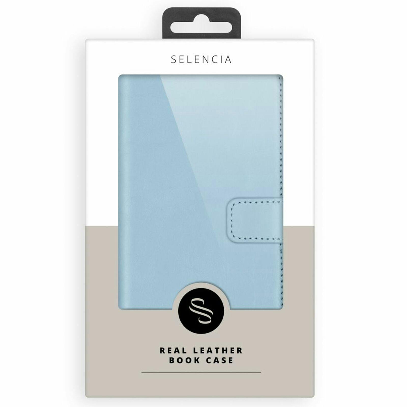 Selencia iPhone 14 Pro Leren Portemonnee Hoesje Lichtblauw