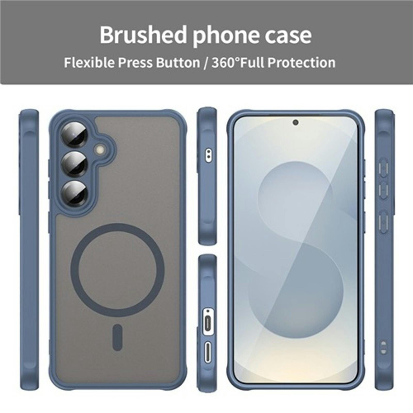 CaseBody Samsung A56 Slim Anti-Shock MagSafe Hoesje Blauw