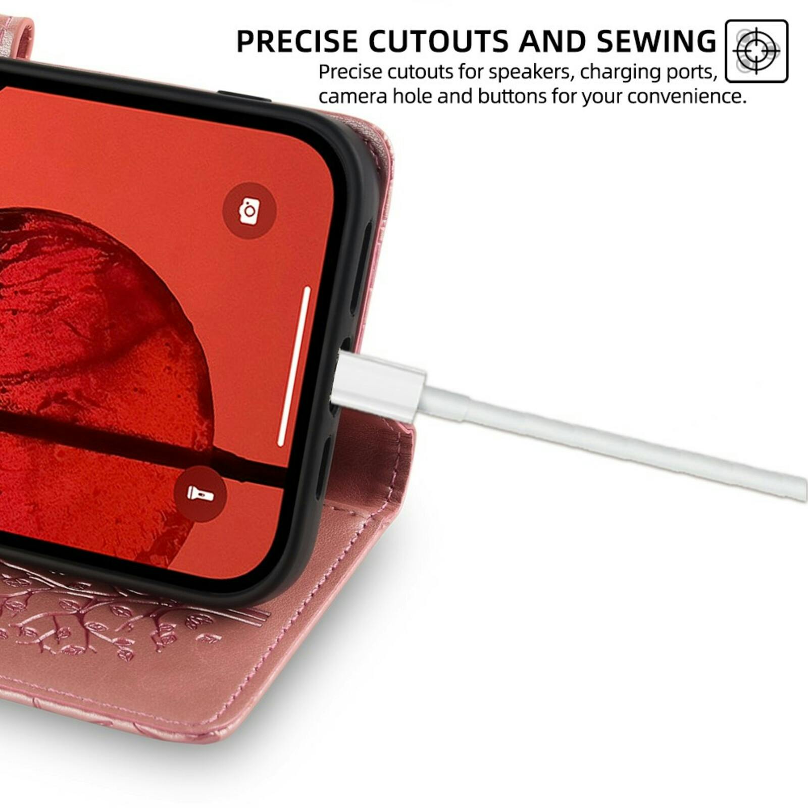 Mocaa Samsung Galaxy A15 Bookcase Gravure Hertjes Roze