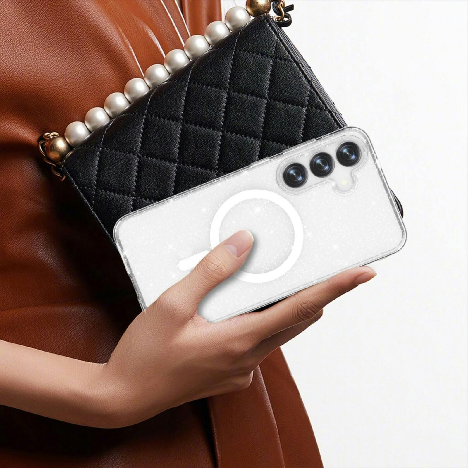 Mocaa Samsung S25 Glitz MagSafe Beschermhoesje Transparant