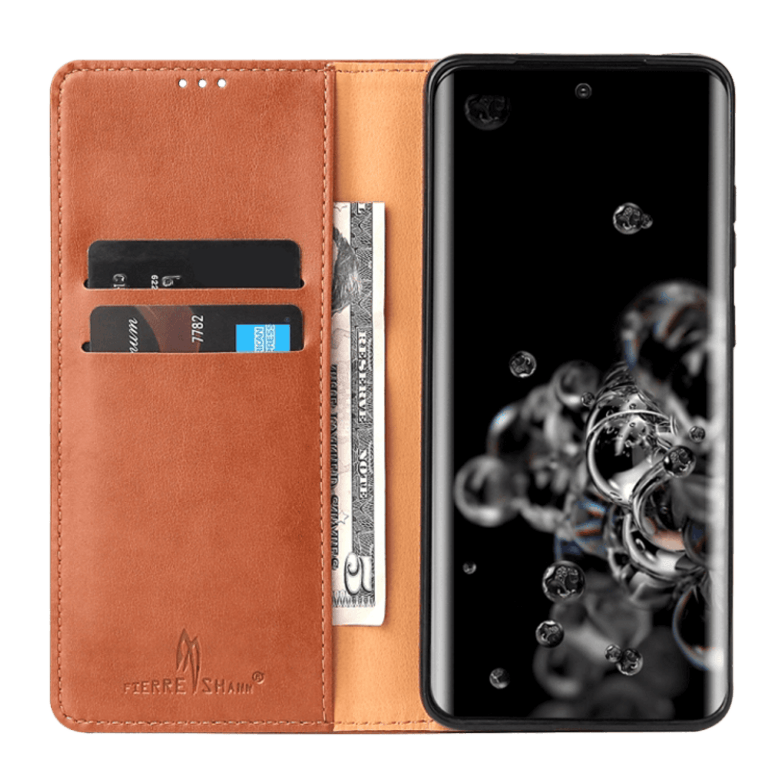 Fierre Shann Samsung Galaxy S20 Ultra Slim Wallet Hoesje Bruin