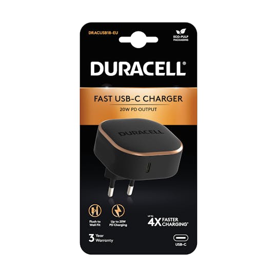 Duracell USB-C Oplader 20W Zwart