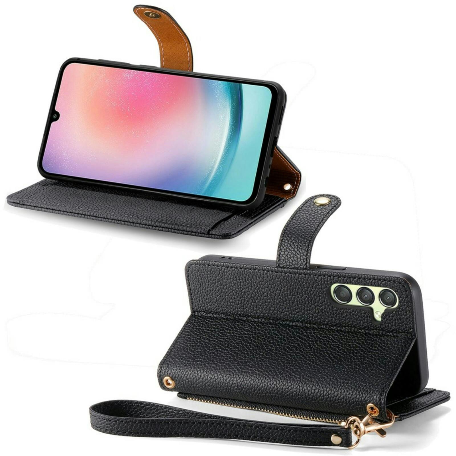 Mocaa Samsung Galaxy A25 Love Heart Wallet Hoesje Zwart