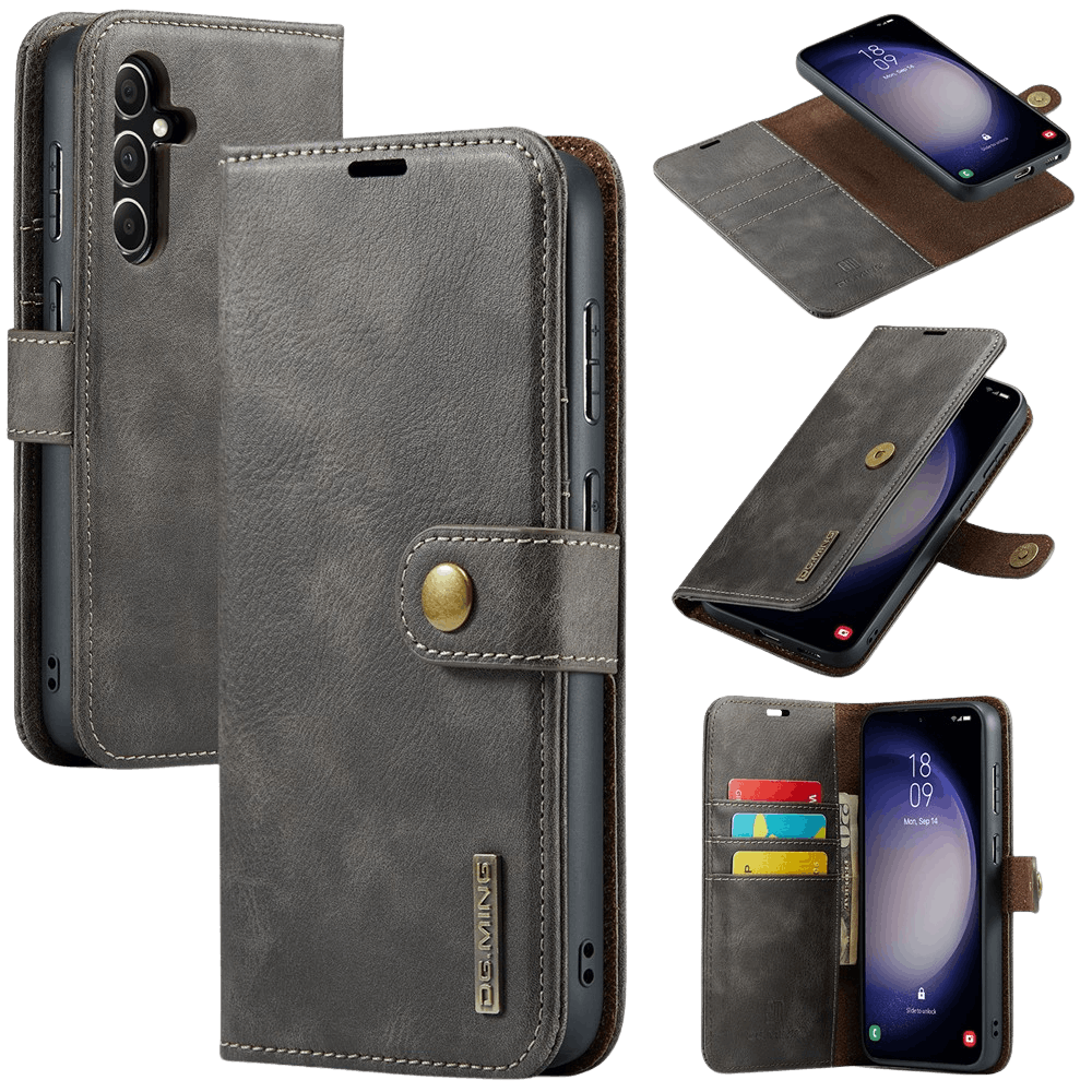 DG.MING Samsung Galaxy S25 Lederen 2-in-1 Wallet Hoesje Grijs