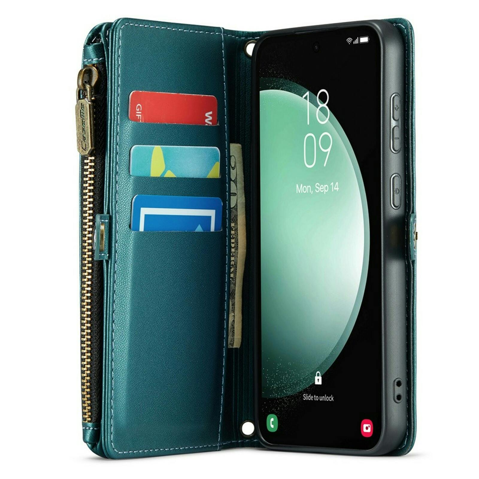 Caseme Samsung S23 FE Clutch Wallet met Koord Groen