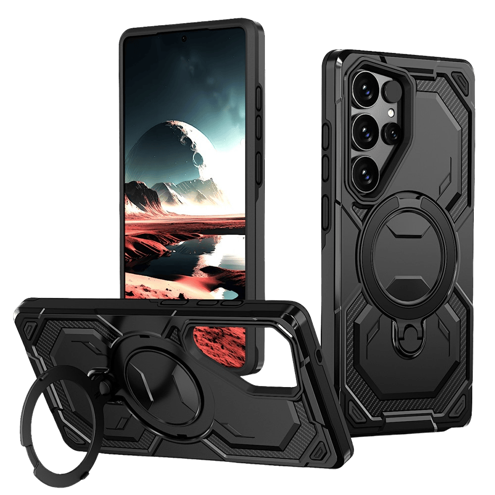 CaseBody Samsung Galaxy S26 Ultra Magnetic Kickstand Ring Hoesje Zwart