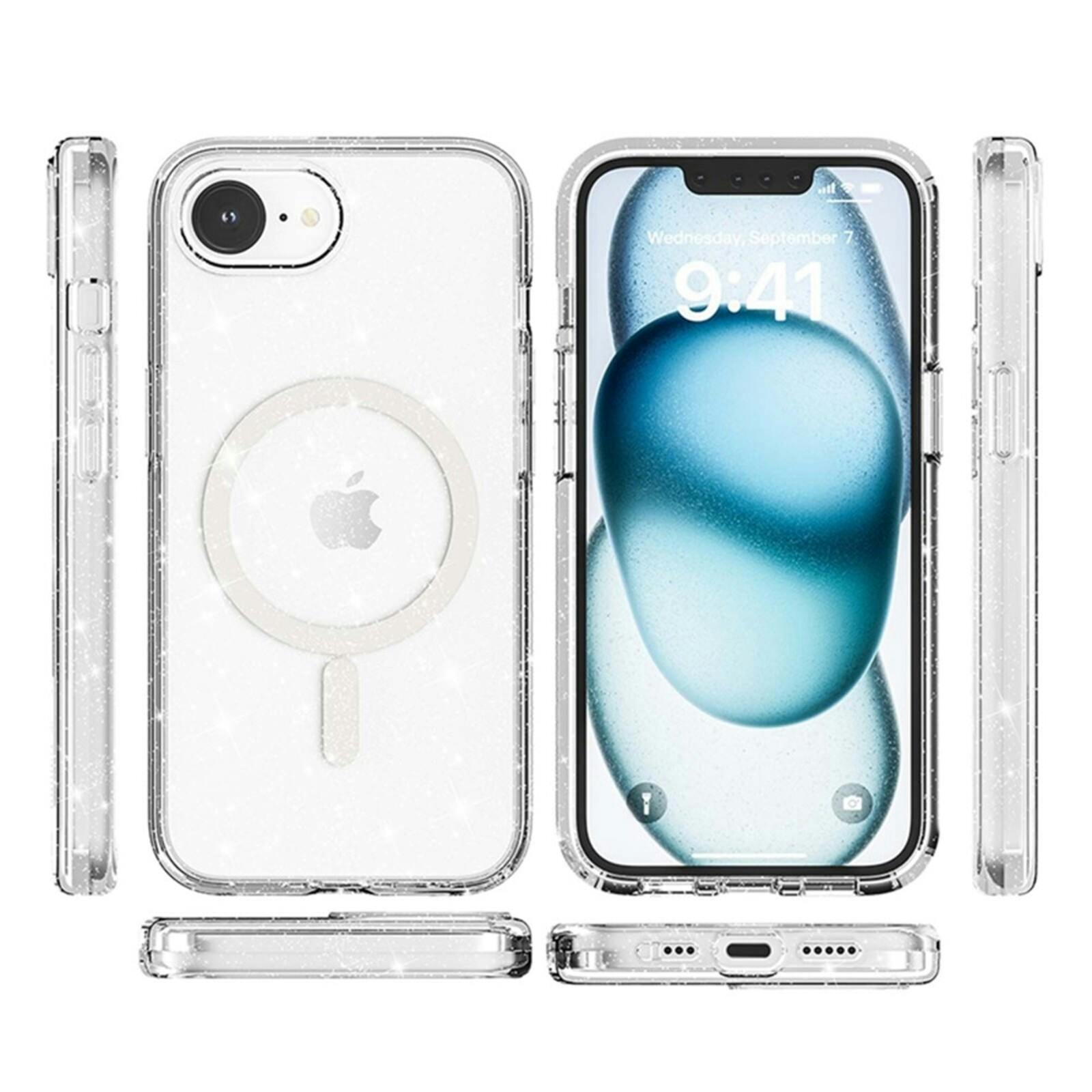 Mocaa Apple iPhone 16e Glitz Magsafe Beschermhoesje Transparant