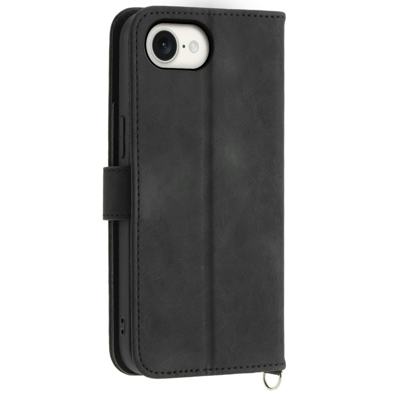 Comfycase Apple iPhone 16e Zacht Boek Hoesje met Gravure Zwart