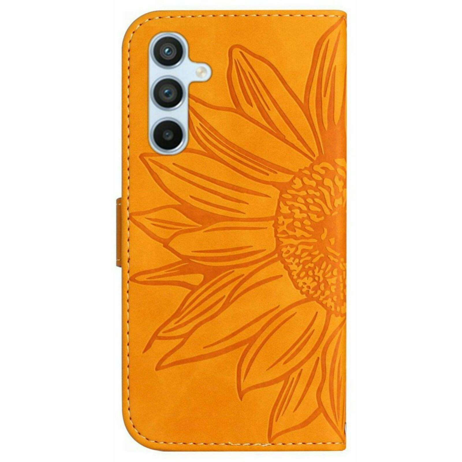 Mocaa Samsung Galaxy A55 Sunflower Bookcase met Koord Geel