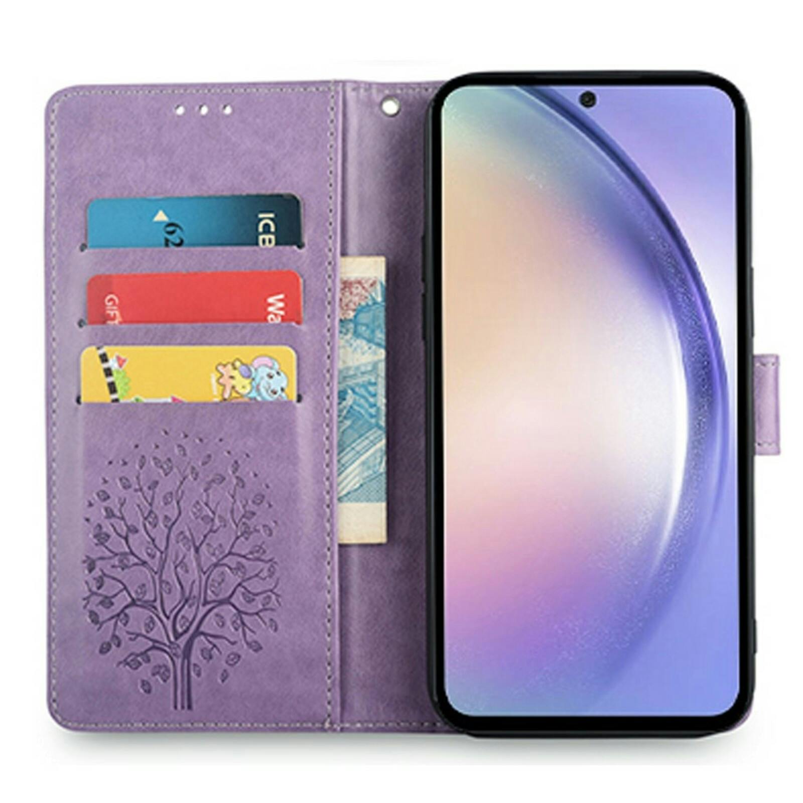 Mocaa Samsung Galaxy S23 Bookcase Gravure Hertjes Paars