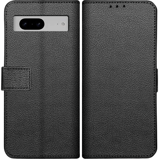 Just in Case Pixel 7 Portemonnee Hoesje Zwart - Voorkant & achterkant