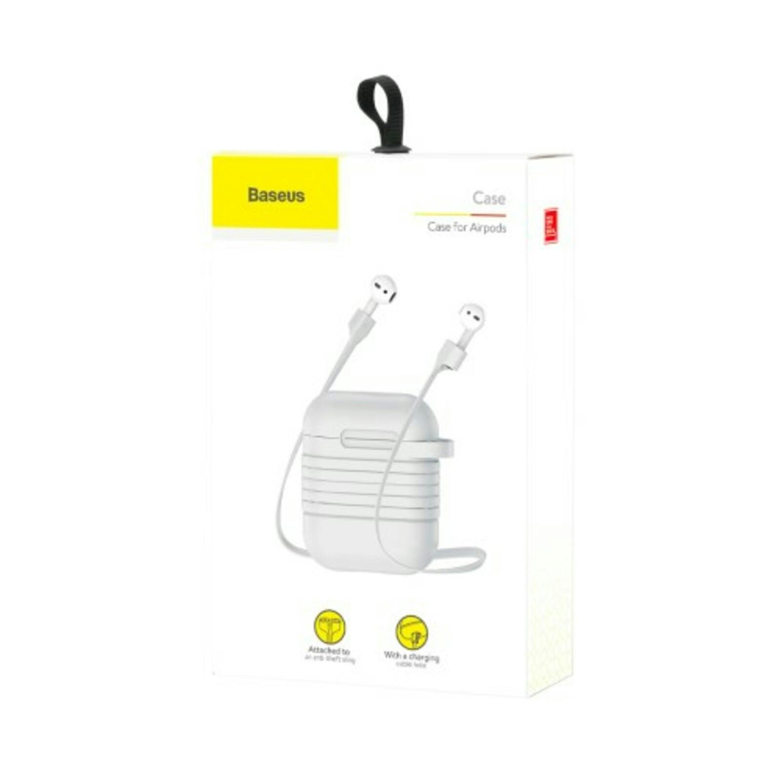 Baseus Luxe AirPods 1/2 Case met Anti-Lost Strap Grijs