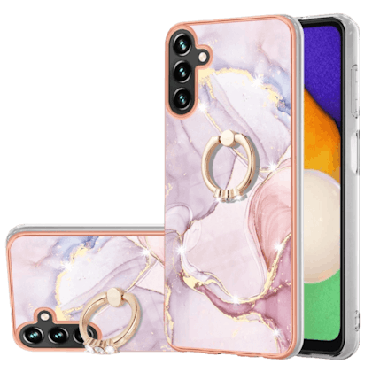 CaseBody Samsung Galaxy A34 marble case met ringhouder Meerkleurig
