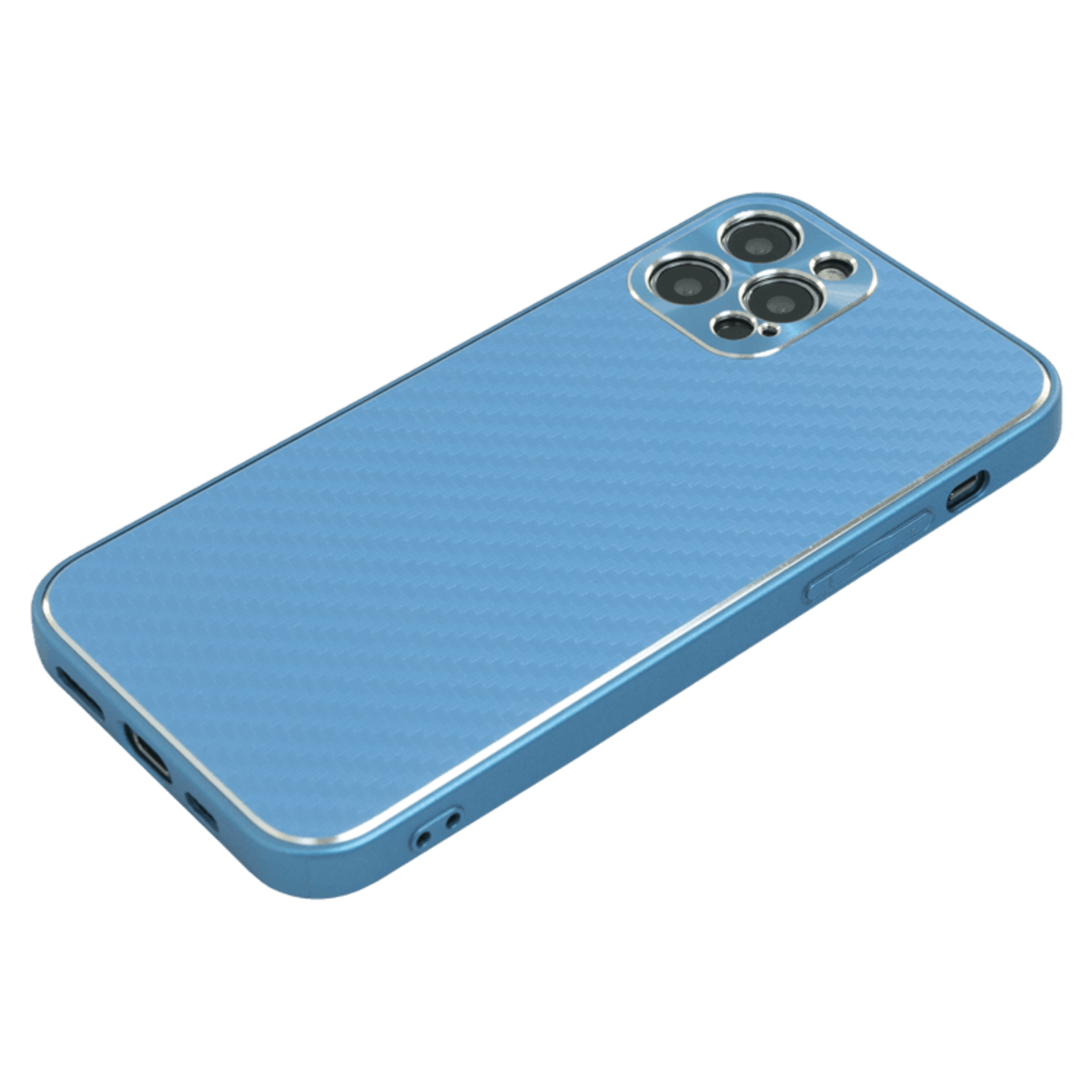 CaseBody iPhone 12 Carbon Metal Frame Hoesje Blauw