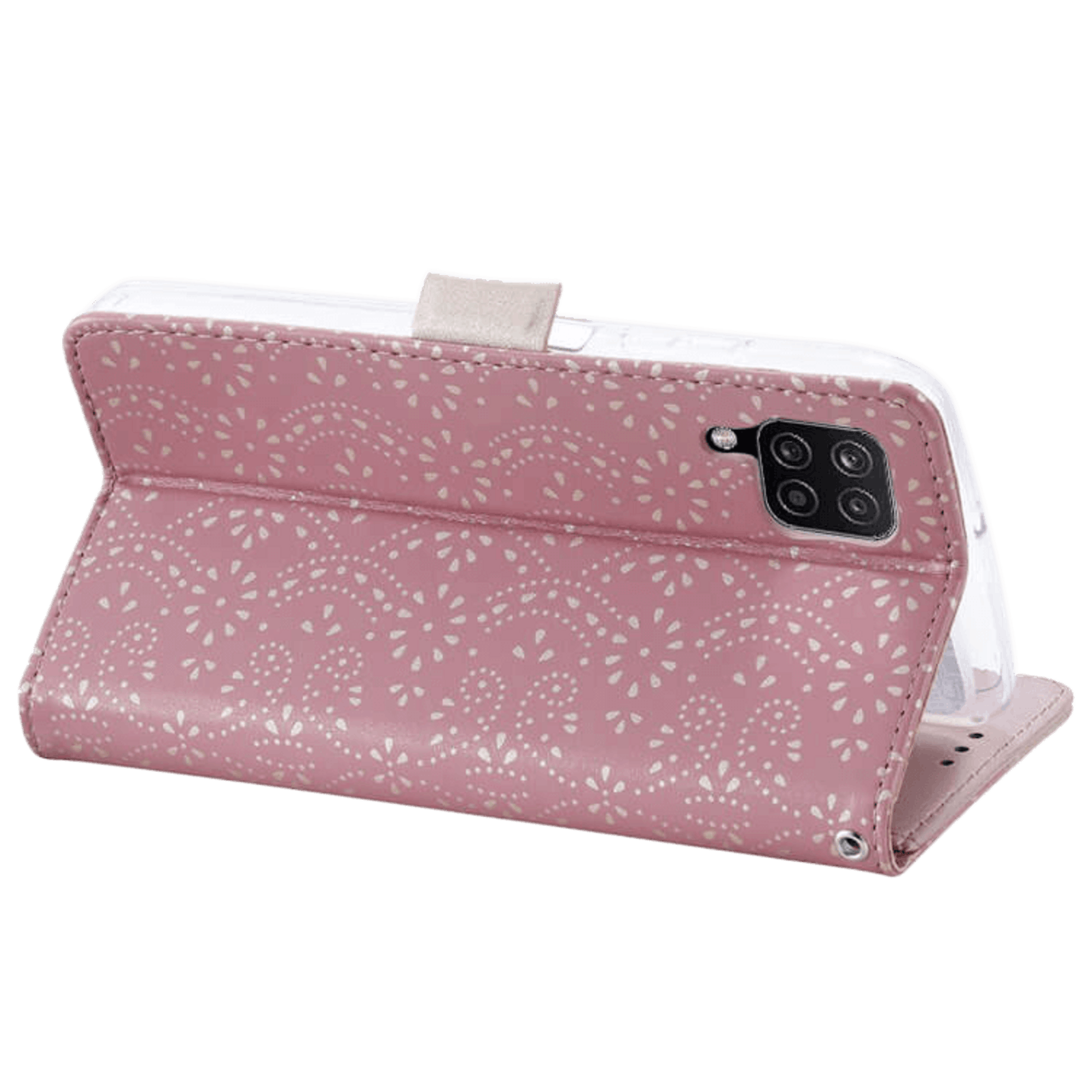 CaseBody Samsung Galaxy A12 Lace Zipper Portemonnee Hoesje Roségoud