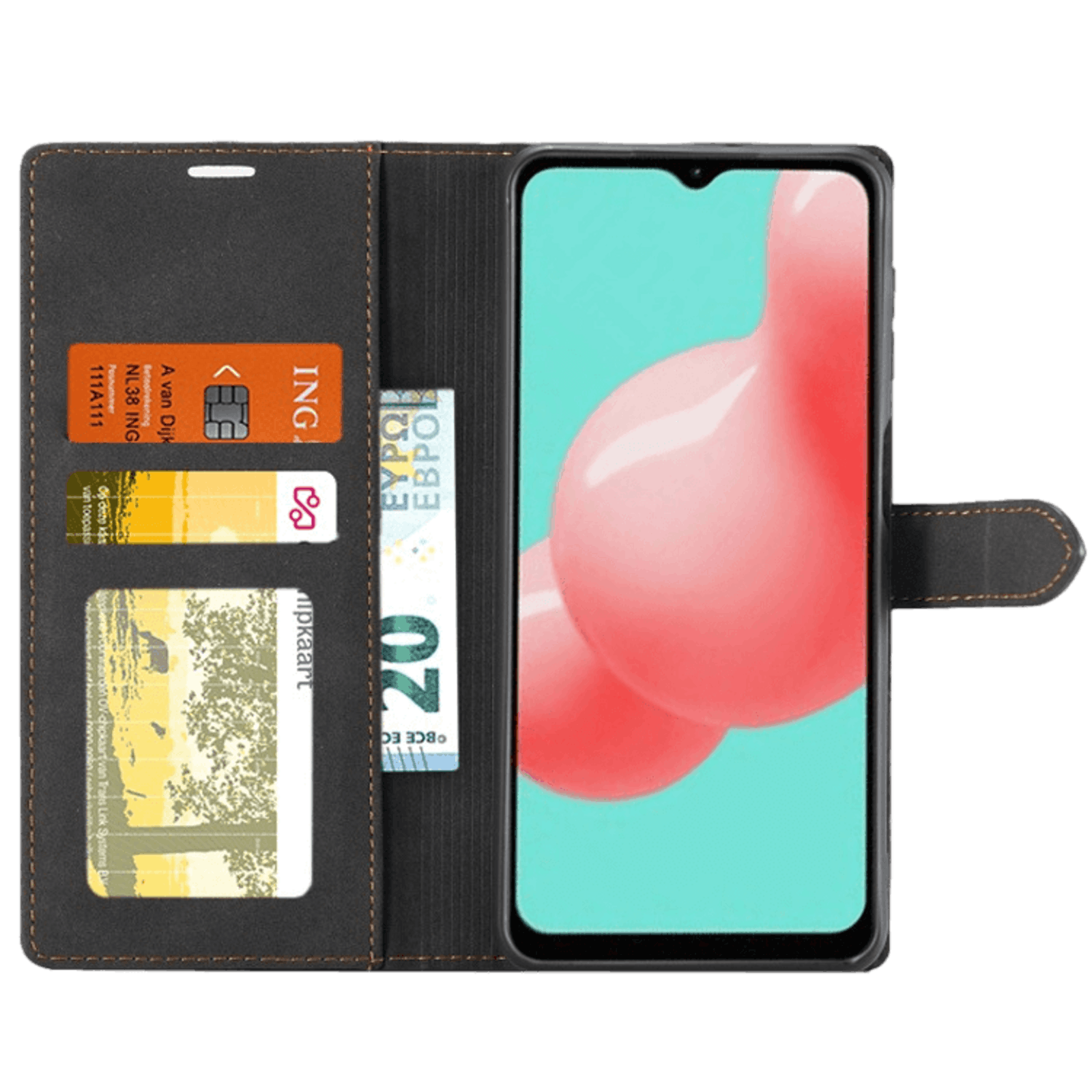 ForwenW Samsung Galaxy A32 Mat bookcase hoesje Zwart