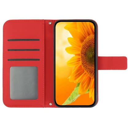 Mocaa Samsung Galaxy A55 Sunflower Bookcase met Koord Rood