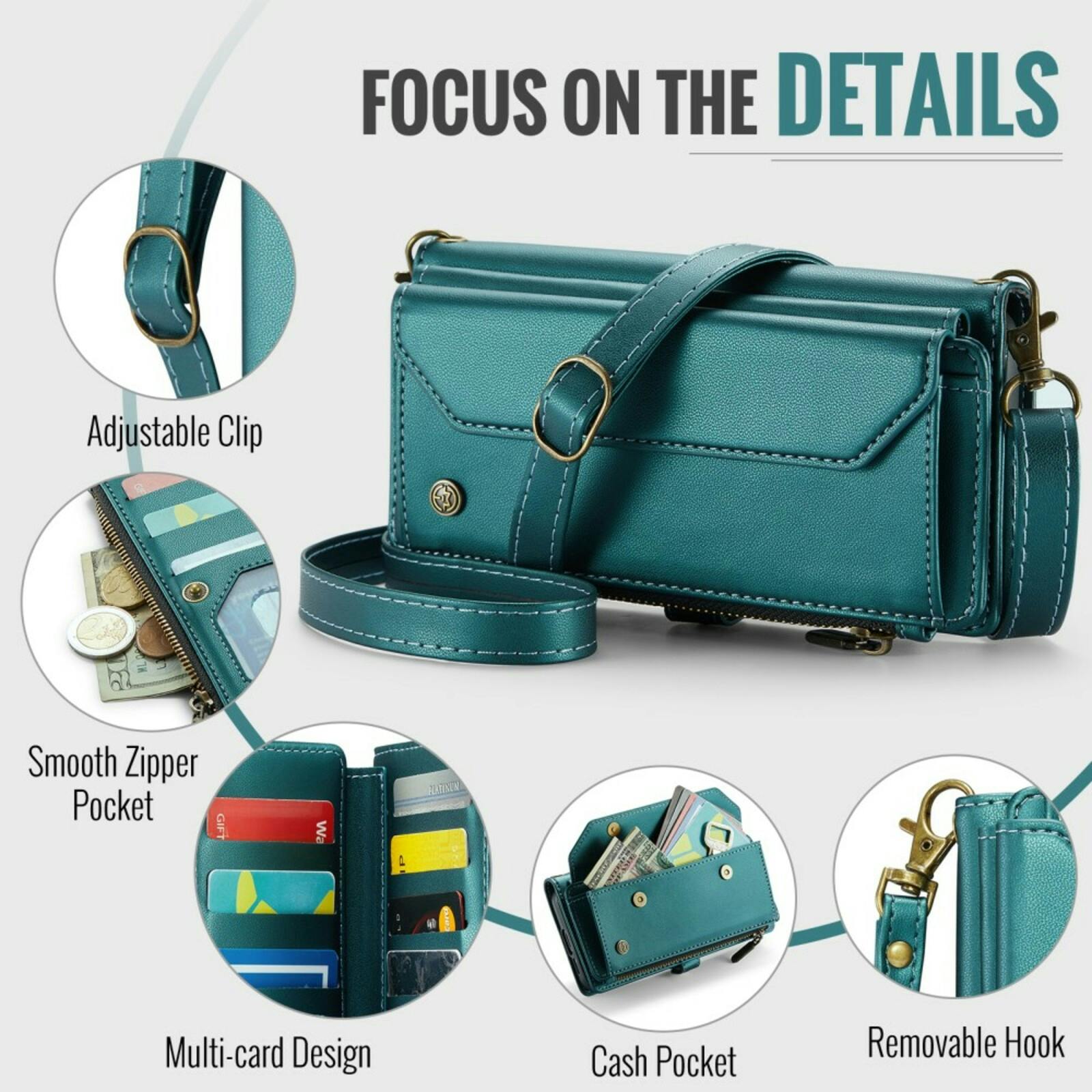 Caseme Samsung S24 FE Clutch Wallet met Koord Groen