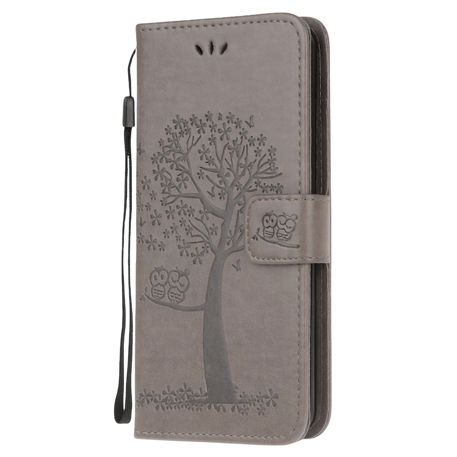 Comfycase Samsung Galaxy A21s Bookcase Hoesje Uiltjes Grijs